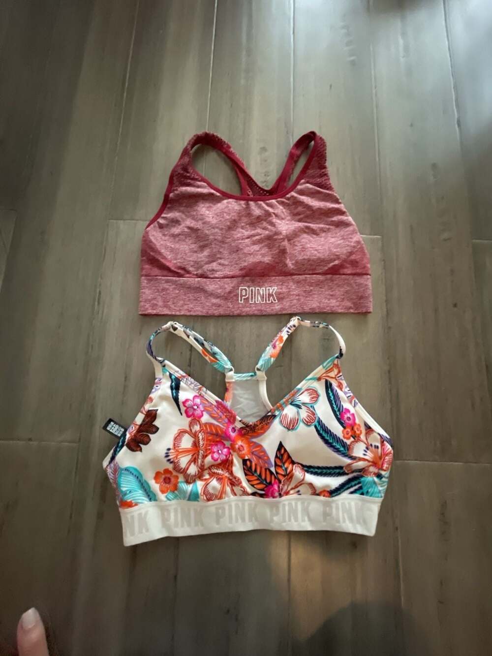 Victoria's Secret PINK Sport Size S Floral and Red Sports Bra. Set of 2!!